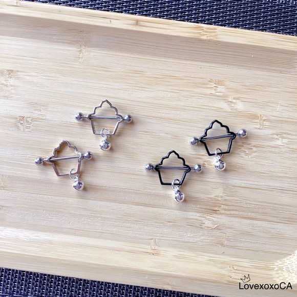 Cute Icecream Pierced Nipple Rings with Bell - Picture 4 of 5